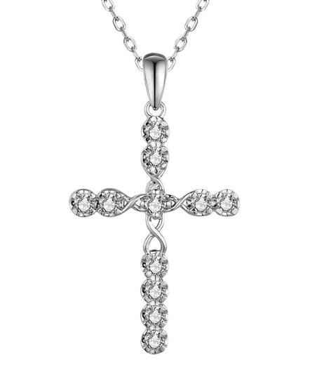 CRISS CROSS STYLE CROSS DIAMOND PENDANT (TP3178)