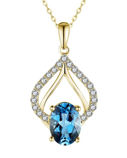 OVAL SWISS BLUE TOPAZ DIAMOND PENDANT (TP3198)