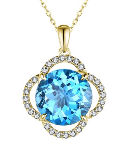 ROUND SWISS BLUE TOPAZ DIAMOND PENDANT (TP3203)