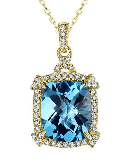 CUSHION SWISS BLUE TOPAZ DIAMOND PENDANT (TP3204)