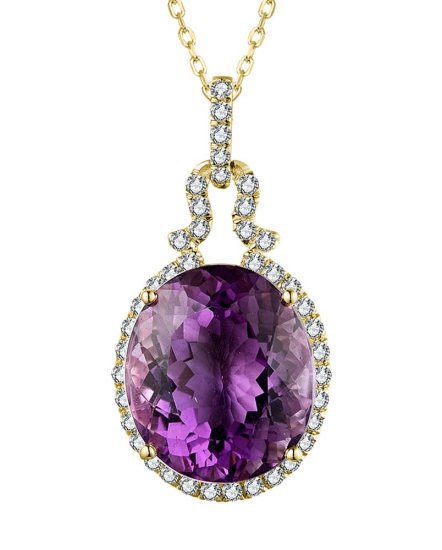 OVAL AMETHYST DIAMOND PENDANT (TP3241)