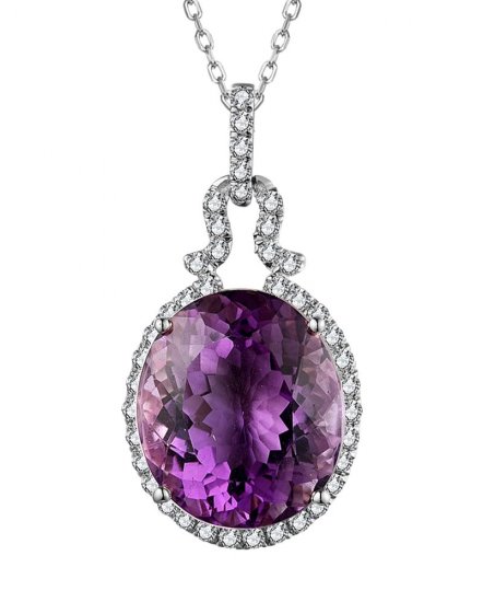 OVAL AMETHYST DIAMOND PENDANT (TP3241)