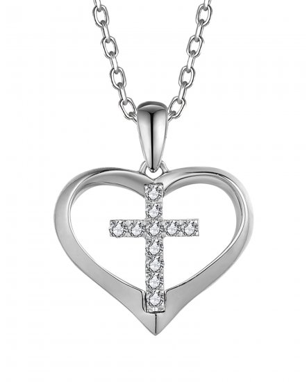 HEART SHAPE CROSS DIAMOND PENDANT (TP3259)