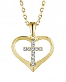 HEART SHAPE CROSS DIAMOND PENDANT (TP3259)
