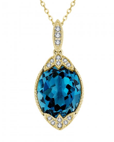 OVAL LONDON BLUE TOPAZ DIAMOND PENDANT (TP3289)