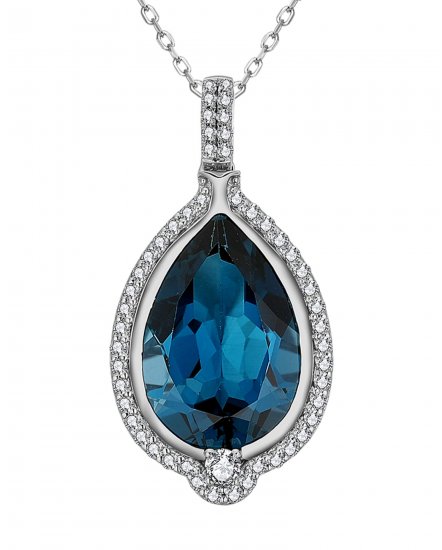 PEAR SHAPE LONDON BLUE TOPAZ DIAMOND PENDANT (TP3293)