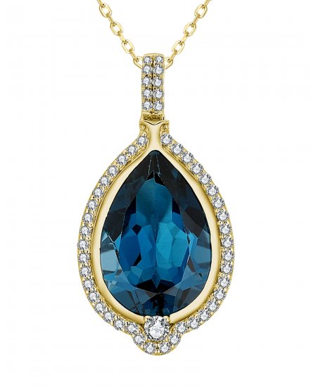PEAR SHAPE LONDON BLUE TOPAZ DIAMOND PENDANT (TP3293)