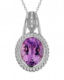 OVAL AMETHYST DIAMOND PENDANT (TP3297)