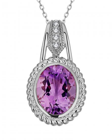 OVAL AMETHYST DIAMOND PENDANT (TP3297)