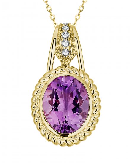 OVAL AMETHYST DIAMOND PENDANT (TP3297)