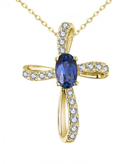 CROSS SAPPHIRE DIAMOND PENDANT (TP3317)