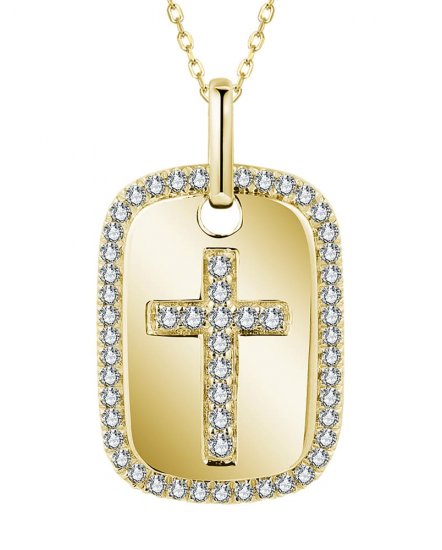 DOG TAG STYLE CROSS DIAMOND PENDANT (TP3325)