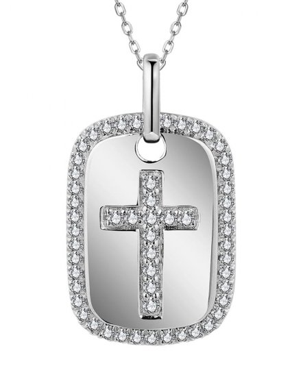 DOG TAG STYLE CROSS DIAMOND PENDANT (TP3325)
