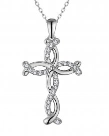 CRISS CROSS STYLE CROSS DIAMOND PENDANT (TP3332)