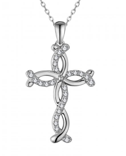CRISS CROSS STYLE CROSS DIAMOND PENDANT (TP3332)