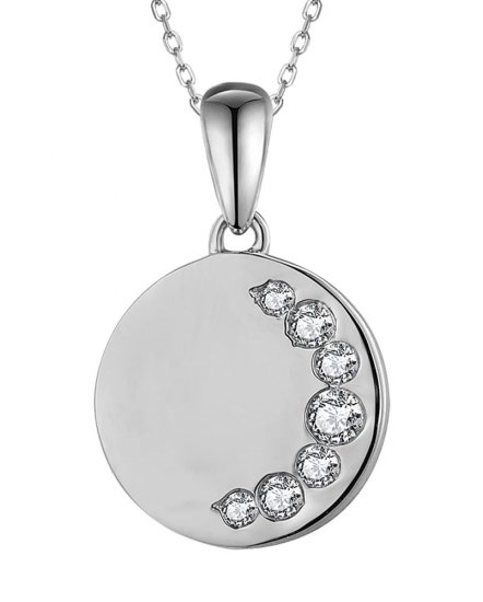 CRESCENT MOON DISC DIAMOND PENDANT (TP3344)