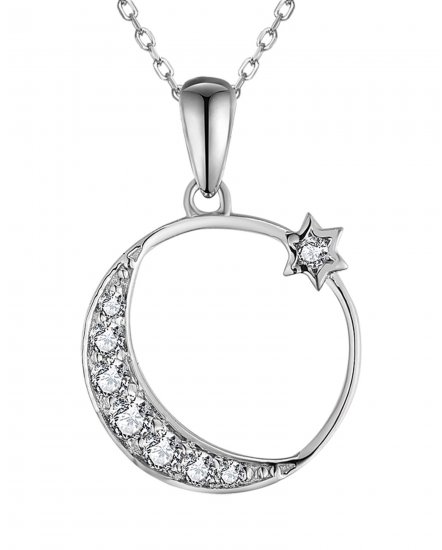 CRESCENT MOON STAR DIAMOND PENDANT (TP3350)
