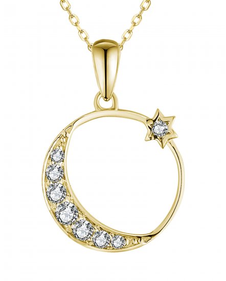 CRESCENT MOON STAR DIAMOND PENDANT (TP3350)