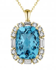 CUSHION SWISS BLUE TOPAZ DIAMOND PENDANT (TP3357)