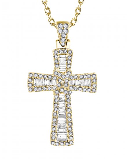 CROSS BAGUETTE DIAMOND PENDANT (TP3410)