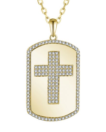DOG TAG STYLE CROSS DIAMOND PENDANT (TP3419)