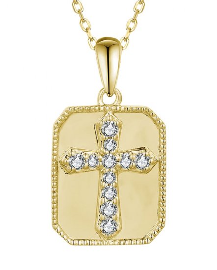 DOG TAG STYLE CROSS DIAMOND PENDANT (TP3431)