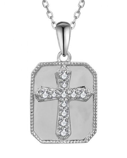 DOG TAG STYLE CROSS DIAMOND PENDANT (TP3431)