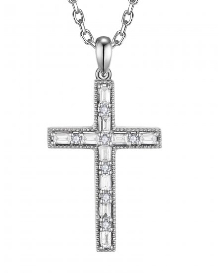 CROSS BAGUETTE DIAMOND PENDANT (TP3484)