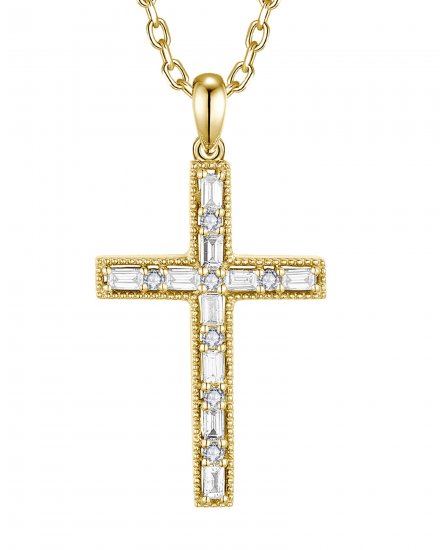 CROSS BAGUETTE DIAMOND PENDANT (TP3484)