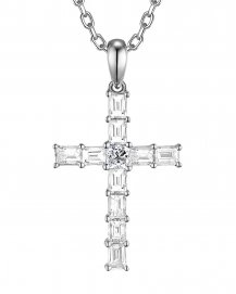 CROSS BAGUETTE DIAMOND PENDANT (TP3487)