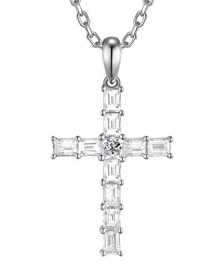 CROSS BAGUETTE DIAMOND PENDANT (TP3487)