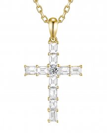 CROSS BAGUETTE DIAMOND PENDANT (TP3487)