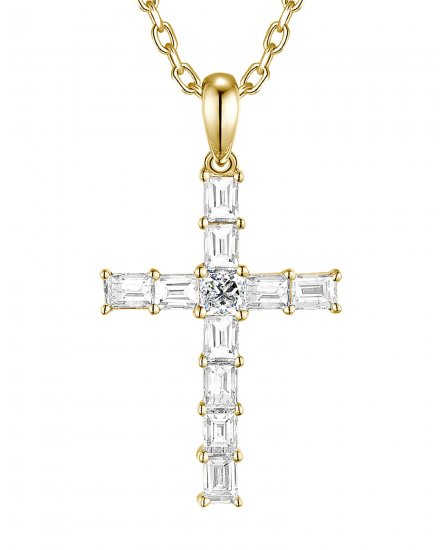 CROSS BAGUETTE DIAMOND PENDANT (TP3487)
