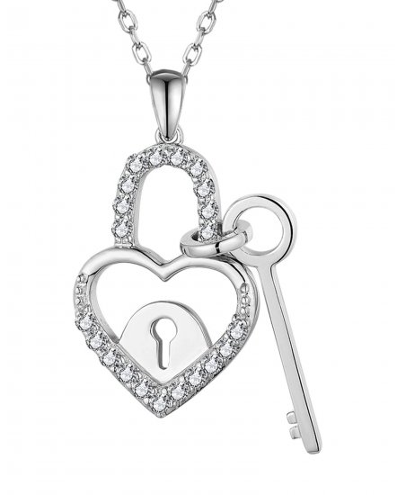 LOCK AND KEY STYLE HEART SHAPE DIAMOND PENDANT (TP3492)
