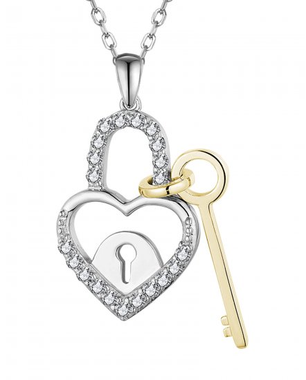 LOCK AND KEY STYLE HEART SHAPE DIAMOND PENDANT (TP3492)