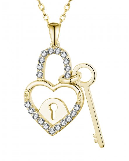 LOCK AND KEY STYLE HEART SHAPE DIAMOND PENDANT (TP3492)