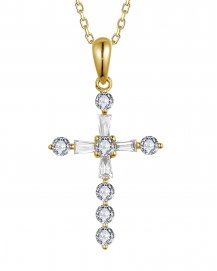 CROSS BAGUETTE DIAMOND PENDANT (TP3683)