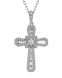 CROSS BAGUETTE DIAMOND PENDANT (TP3702)
