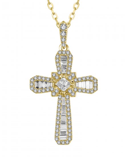 CROSS BAGUETTE DIAMOND PENDANT (TP3702)