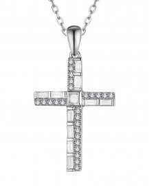 CROSS BAGUETTE DIAMOND PENDANT (TP3708)