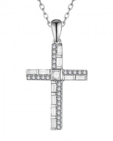 CROSS BAGUETTE DIAMOND PENDANT (TP3708)