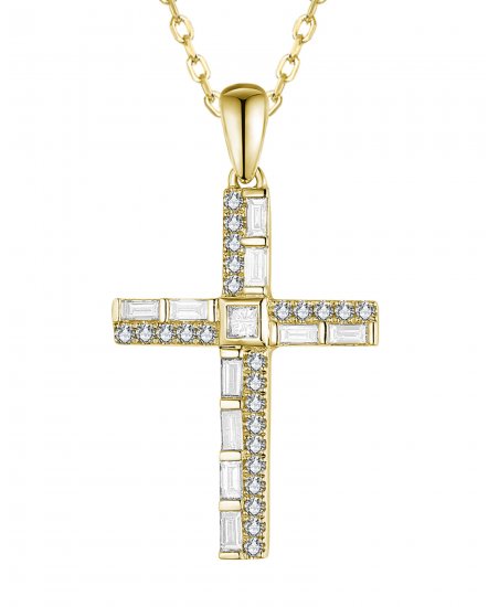 CROSS BAGUETTE DIAMOND PENDANT (TP3708)