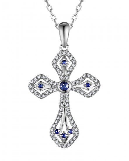 CROSS SAPPHIRE DIAMOND PENDANT (TP3709)