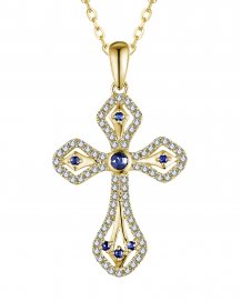 CROSS SAPPHIRE DIAMOND PENDANT (TP3709)