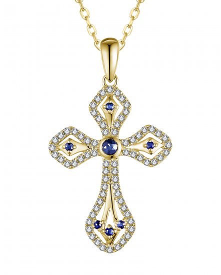 CROSS SAPPHIRE DIAMOND PENDANT (TP3709)