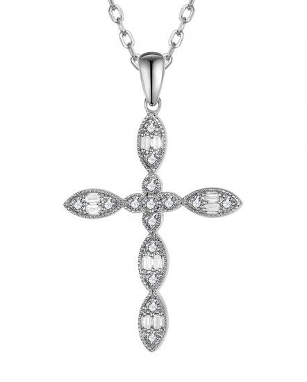 CROSS BAGUETTE DIAMOND PENDANT (TP3710)