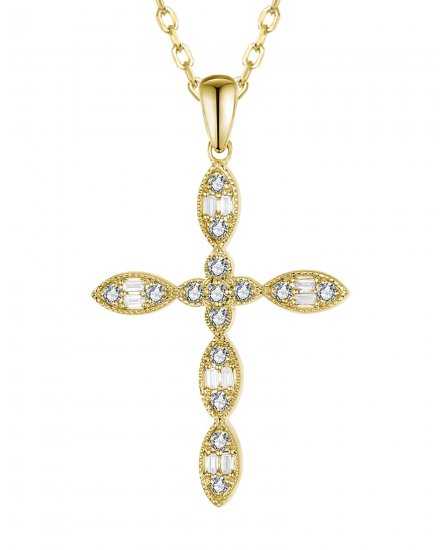 CROSS BAGUETTE DIAMOND PENDANT (TP3710)