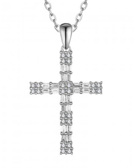 CROSS BAGUETTE DIAMOND PENDANT (TP3712)