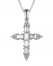 CROSS BAGUETTE DIAMOND PENDANT (TP3857)