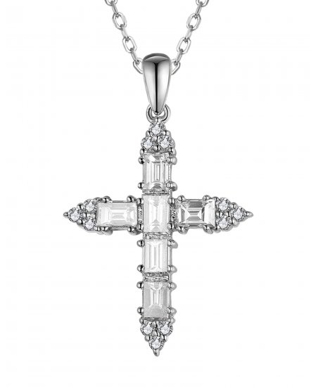 CROSS BAGUETTE DIAMOND PENDANT (TP3857)